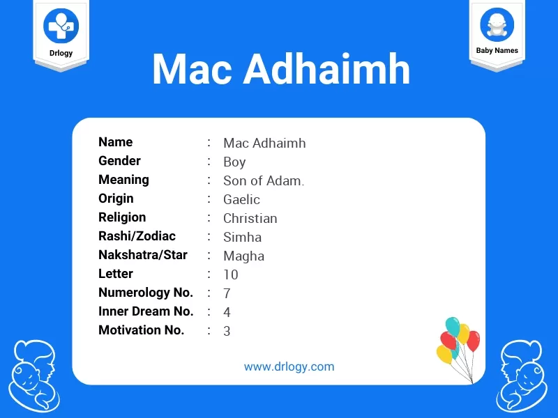 Mac Adhaimh Name Meaning